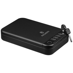 Coffre-fort noir Paladin Fingerprint Safe MK2 Slim avec scanner d'empreintes digitales et clés.