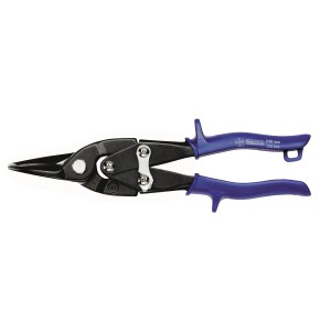 Cisailles à tôle LUX Classic, 240 mm, coupe droite avec poignée bleue.