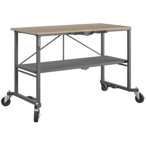Banco da lavoro pieghevole Cosco con telaio in acciaio, piano in MDF e ruote. Ideale per officina e hobby.