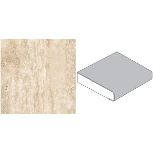 Piano di lavoro Travertino Beige, 60 cm di larghezza, decoro pietra e profilo bordo