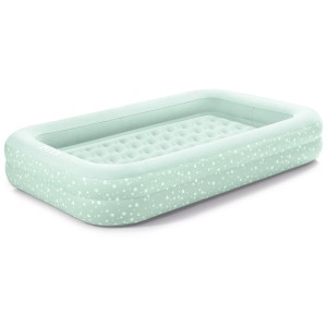 Lit de voyage enfant Intex, vert menthe à étoiles, matelas gonflable.