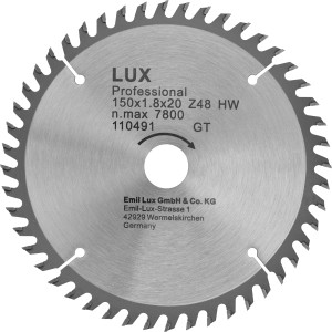 Lama per sega circolare LUX HM, diametro 150 mm, 48 denti, per seghe circolari portatili.