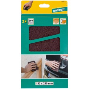 Wolfcraft tamponi abrasivi in ​​pile, medi, 2 pezzi, grana 360, per levigare legno e metallo.