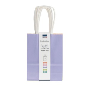Glorex Sacchetti di carta pastello, set da 10: colori assortiti, con manici, ideali per il fai da te.