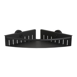 Étagère d'angle de douche noire Tiger Boston, 24,7x24,7x6cm, acier inoxydable.