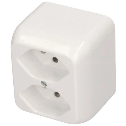 AP-Steckdose Mica Weiss 2xT13