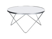 Beliani Couchtisch Meridian Sicherheitsglas Weiss Silber Ø 80 / Höhe 40 cm