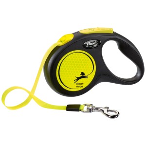 Trixie Flexi New Neon guinzaglio avvolgibile, taglia S, 5 m, nero/giallo neon. Guinzaglio per cani con elementi riflettenti.