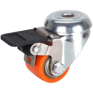 Roue pivotante forte charge Doerner + Helmer avec frein, orange, Ø 3,5 cm.