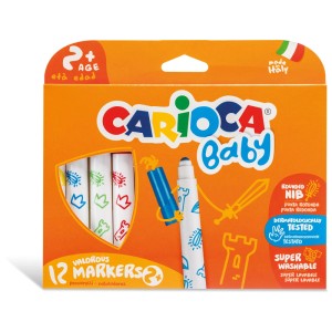 Carioca Baby Fasermaler, 12 Stk. für Kinder ab 2 Jahren. Bunte Stifte zum Malen und kreativen Gestalten.