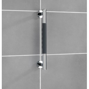 Wenko Barre d'appui murale Secura, 40,5 cm, noire, acier inoxydable, pour plus de sécurité dans la salle de bain.