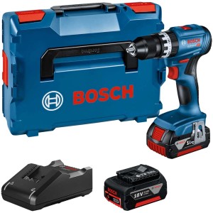 Bosch Professional GSB 18V-45 trapano avvitatore a percussione a batteria con batterie, caricabatterie e L-Boxx.