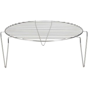 Grille de barbecue en acier inoxydable Ø 45 cm pour braséros avec trois pieds.