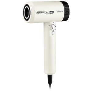 Sèche-cheveux Trisa Plasma Ionic Pro blanc, avec contrôle de température et grille noire.