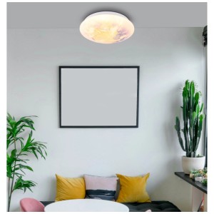 Plafoniera LED bianca Gaia con motivo mappamondo per cameretta, diametro 26cm.