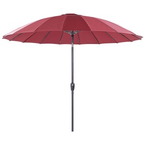 Ombrellone Beliani Baia rosso scuro, Ø 255 cm, con meccanismo a manovella.