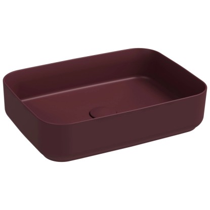 Lavabo da appoggio ceramica Rosso opaco rettangolare (HxLxP) 12 x 50 x 36 cm
