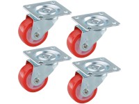 Doerner + Helmer Lenkrollen-Set Polyurethan Rot Ø 3 cm / Höhe 3,8 cm / 4 Stk.