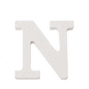 Lettera N bianca in MDF, altezza 5,5 cm, per bricolage e decorazioni.