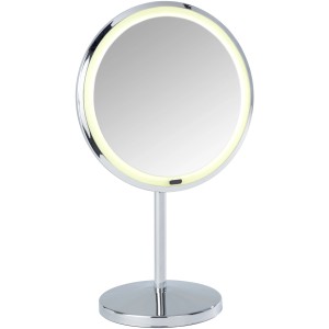 Specchio cosmetico Wenko LED Onno cromato con superficie rotonda e illuminazione a LED.