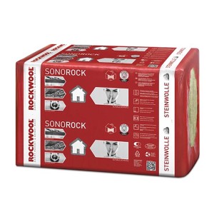 Panneau de séparation Rockwool Sonorock emballé 50mm, isolation en fibre minérale pour l'insonorisation.