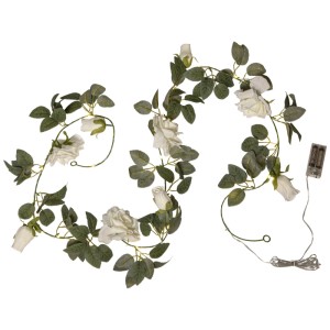 Guirlande lumineuse LED Star Trading Roza avec câble transparent, fleurs de rose et feuilles. Pour usage intérieur.