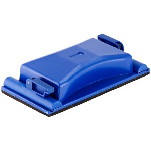Blocco abrasivo manuale LUX blu, 165x87mm, con leve di serraggio per un facile cambio della carta vetrata.