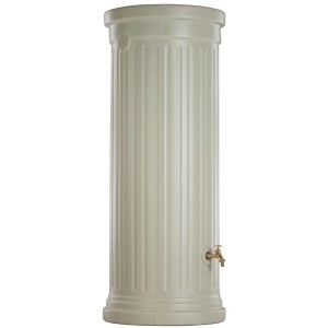 Serbatoio acqua piovana Garantia 1000 l beige sabbia, design a colonna con guarnizione di ingresso e protezione dal vento.