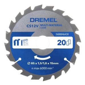 Lame de scie circulaire Dremel CS600 pour station de sciage mobile CS12V, Ø 85 mm, multi-matériaux