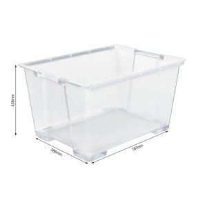 Transparente Rotho Evo Easy 140 l Aufbewahrungsbox aus Kunststoff mit Griffen, stapelbar.