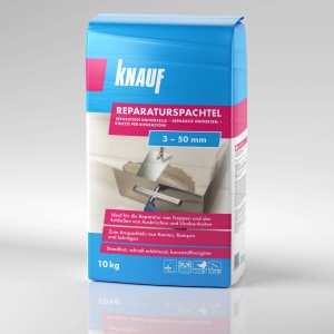 Sacco di stucco riparatore Knauf da 10 kg, ideale per livellare superfici irregolari interne ed esterne.