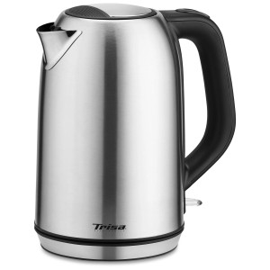 Trisa Wasserkocher Compact Boil W5575 aus Edelstahl mit schwarzem Griff, 1,7 Liter Fassungsvermögen.