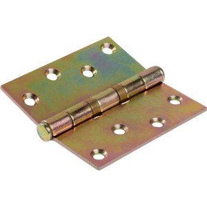 Cerniera zincata gialla con perno sciolto, 90x90 mm, per collegamenti mobili.