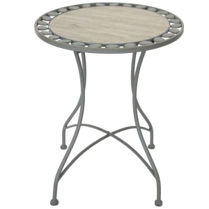 Tavolino bistrot Provence antracite in ferro e ceramica, Ø 60 cm, per balcone e giardino.