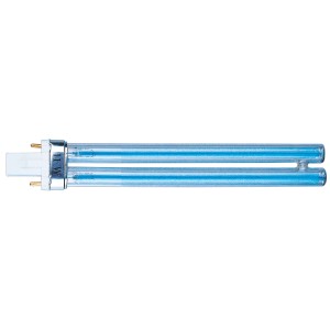 Lampada di ricambio UVC Heissner 5W con attacco PL per chiarificatori per laghetti, luce blu.