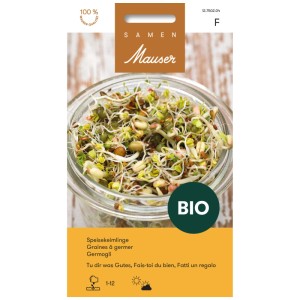 Semi germogliabili "Tu Dir Was Gutes" in vetro: Mix di germogli di fagioli mung, trifoglio rosso, lenticchie e ravanello.