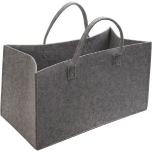 Sac à bûches en feutre gris Videx Garden avec poignées, pliable.