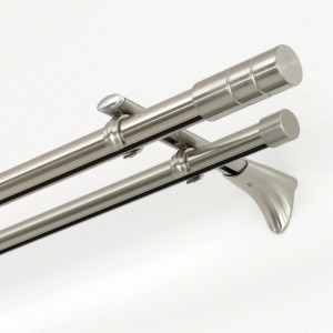 Gardinia Supporto Universale Chicago, effetto acciaio inox, doppio binario, 15 cm