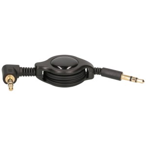 Câble audio rétractable Schwaiger, noir, 0,8 m, avec prises jack.