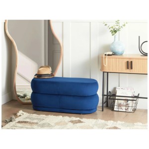 Banquette de lit Beliani Ellendale en velours bleu marine, 40x90x41 cm. Tabouret pour chambre et salon.