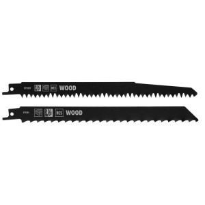 Jeu de lames de scie sabre Kwb, 2 lames HCS pour bois, longueur 228 mm, avec pas de dents gros et moyen.