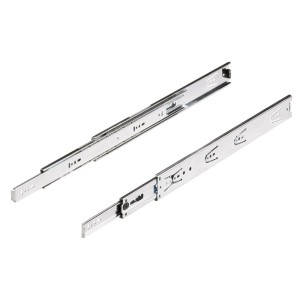 Guide a estrazione totale Hettich con cuscinetti a sfera, 450 mm, acciaio cromato per cassetti.