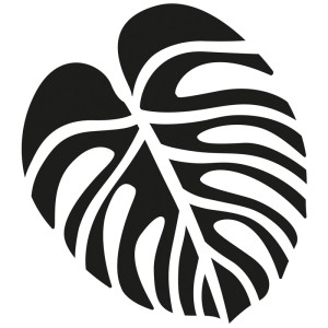 Stencil Aladine: Motivo foglia tropicale (28x28 cm) per decorazioni creative.