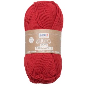 Lana Cotton rossa, gomitolo da 50g in 100% cotone, ideale per lavorare a maglia e all'uncinetto.