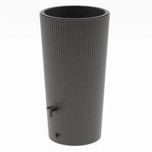 Barile per acqua piovana Wave 2in1 antracite con capacità di 200 l e rubinetto. Design a onde per giardino e terrazza.