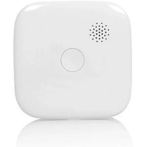Détecteur de fumée Smartwares FSM-02700 blanc. Design carré avec bouton test et grille de haut-parleur pour la sécurité incendie.