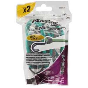 Master Lock Sangles élastiques Twin Wire, lot de 2, longueur 80 cm, pour sécuriser les bagages.