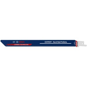 Lame de scie sabre Bosch Expert Hard Nail Pallets S1122 CHM, bleue, pour réparation de palettes.