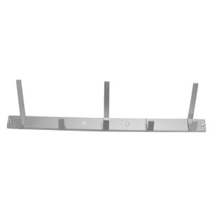 Hakenleiste aus Metall, matt, Naturfarbe, mit drei Haken und Befestigungslöchern.