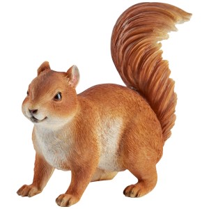 Hellbraune Deko-Figur Eichhörnchen aus Polyresin für Garten und Haus, 10,5x20,5x20 cm.